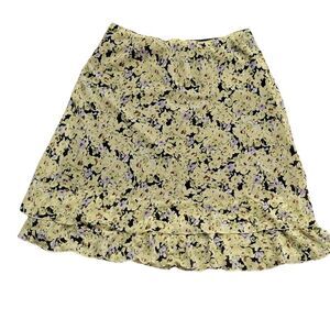 NOTATIONS Vintage Floral Cottagecore Fairy Whimsical Skirt Green Tiered Size XL